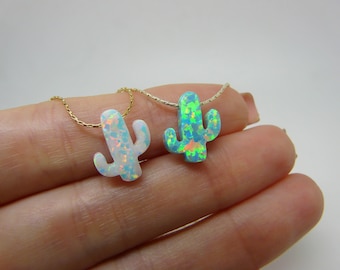 Cactus necklace, Opal cactus necklace, Cactus jewelry, Southwestern jewelry, Tree necklace, Green cactus, Boho necklace, Cactus pendant