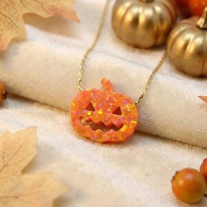 Collar de calabaza, joyería de Halloween, Jack-o-Lantern, collar de otoño, joyería de fiesta de Halloween, collar de Halloween, regalo de Halloween imagen 1