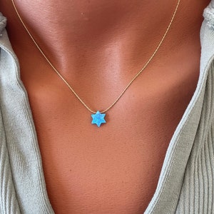 Star of David necklace, Opal Jewish star necklace, Jewish jewelry, Magen David necklace, Israeli jewelry, Israel necklace image 2