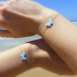 Butterfly bracelet, Butterfly jewelry, Butterfly charm, Opal butterfly, Bridesmaid bracelet, Beach wedding, Dainty bracelet
