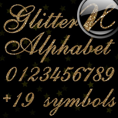 Gold Glitter Alphabet Clipart Golden Digital Letters Gold Etsy