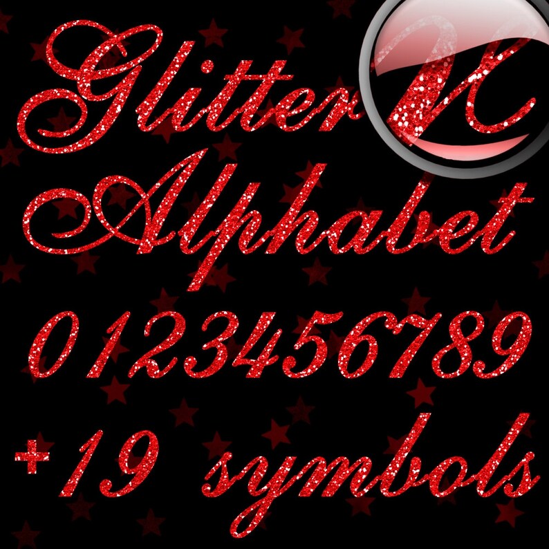 Red Glitter Alphabet Digital Glitter Alpha Red Digital Etsy