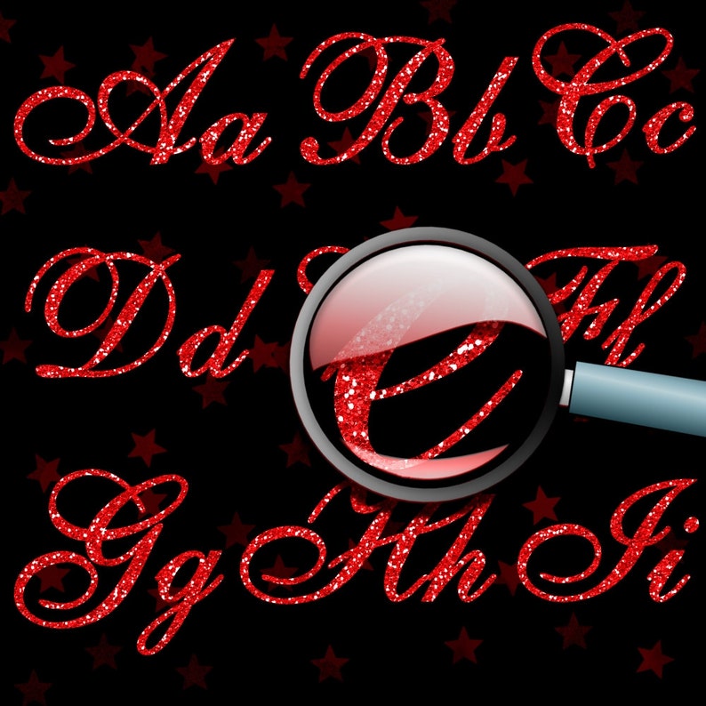 Red Glitter Alphabet Digital Glitter Alpha Red Digital Etsy