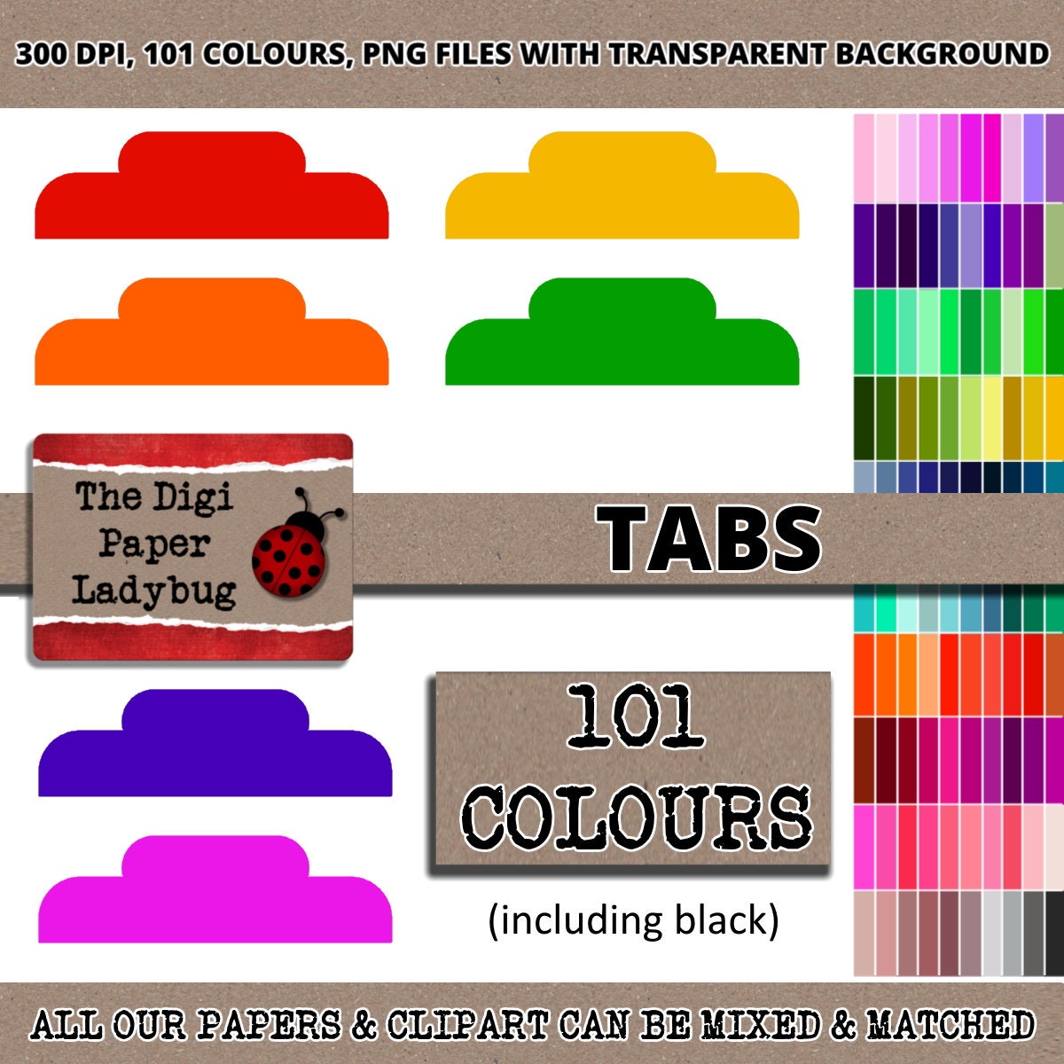 101 TABS clipart rainbow tab stickers printable planner | Etsy