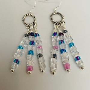 Boucles d'Oreilles Cube Cristal Argent Pastels image 2