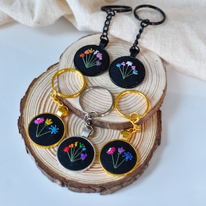 Embroidered Floral Pride Flag Keyring: Subtle LGBT Unique Keychain