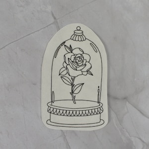 Stick and Stitch rose in closh embroidery design | Stick on embroidery pattern and transfers | Beauty and the beast disney