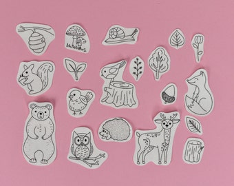 Stick and Stitch woodland creatures embroidery designs | Stick on embroidery pattern and transfers