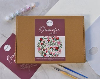 Kit de peinture à la gouache moderne | Convient aux débutants | Apprendre à peindre | Impression d’art mural de fleurs florales | Kit de bricolage pour adultes