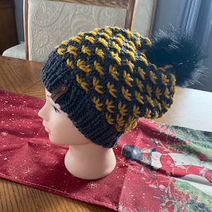 Lotus Flower Beanie.  Wool-free toque. Chunky weight hat. Winter hat.