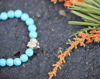 Bracciale uomo perle pietra Turchese Africano con infinito, braccialetto di perline, chan luu