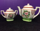 Porcelain Teapot and Sugar Bowl Set Made in Japan