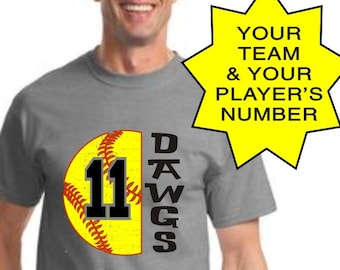 Softbol espíritu camisa Bulldogs espíritu camisa camisa de espíritu Custom tu equipo y el número de