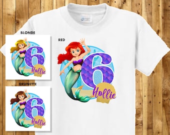 Camisa de cumpleaños de la sirena - PICK HAIR COLOR