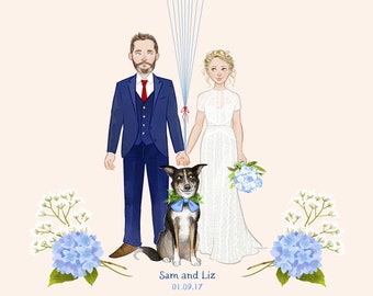 Unique fingerprint guest book - wedding balloons - print - gift - guestbook - portrait - drawing - illustration - custom