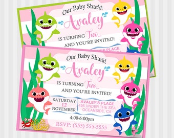 Baby Shark Birthday Invitation Free Template
