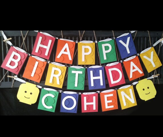 Lego Birthday Banner, Building blocks banner, Blockhead, Lego Themed Party Il_570xn