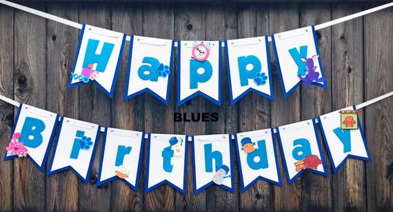 Blues Clues Birthday Banner, Handmade Blues clues birthday banner, Blue and Magenta, Blues clues decorations, Blues clues party decor Il_570xn