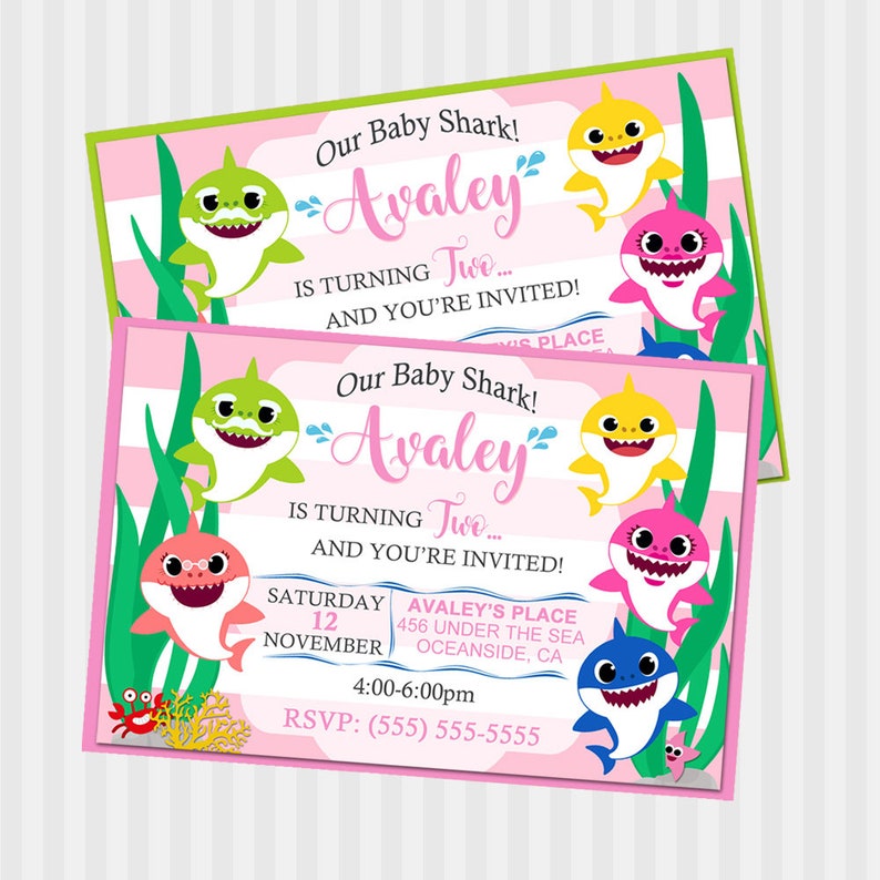 Baby Shark Invitation Pink Baby Shark Birthday Invitation Etsy Baby Shark Invitation Pink Baby Shark Birthday Invitation Etsy