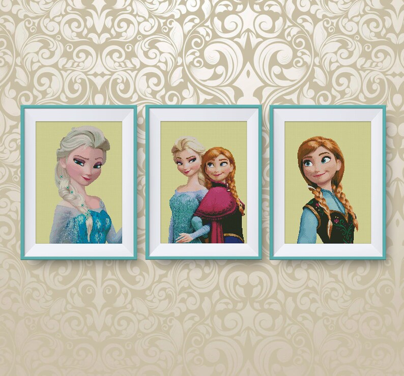 Disney Princesses Cross Stitch Pattern Instant Download Disney Cross Stitch Elsa P264 Anna Frozen Heroes Cross Stitch Pattern Set Visual Arts Craft Supplies Tools