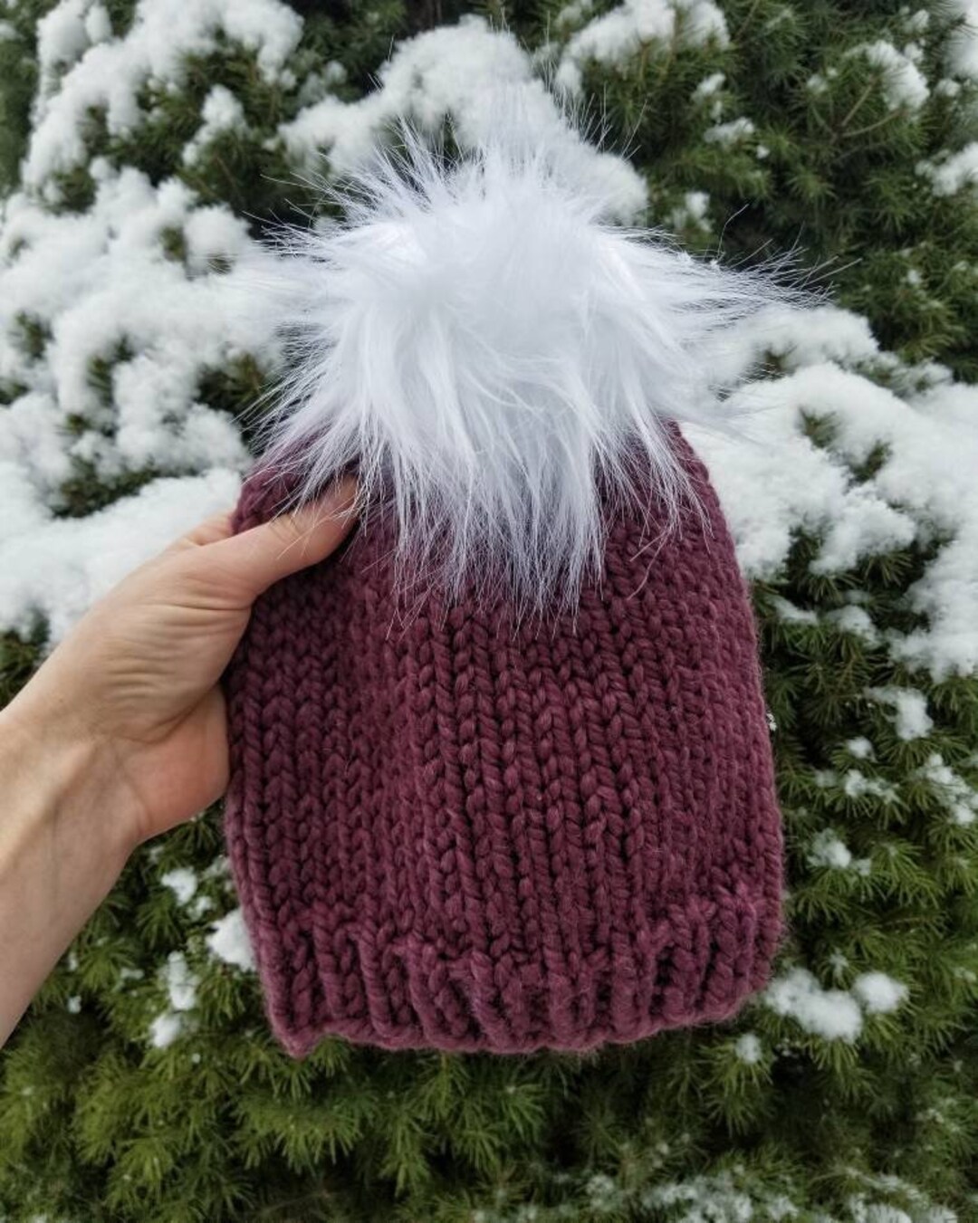 Loft Beanie - Hand Knit Beanie With Pom Pom - Wool Blend  display picture 1