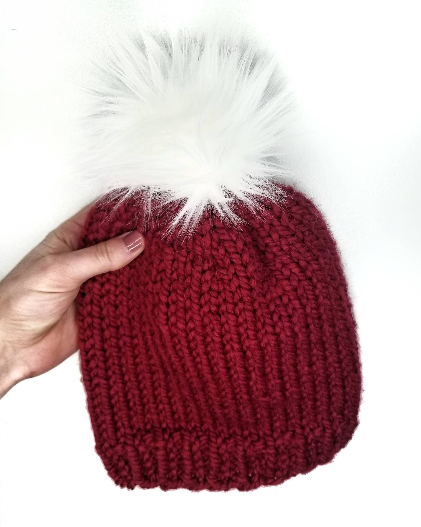 Loft Beanie - Hand Knit Beanie With Pom Pom - Wool Blend  display picture 3