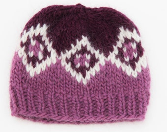 Cathedral Diamonds Purple Icelandic Lopi Hat Toddler Size