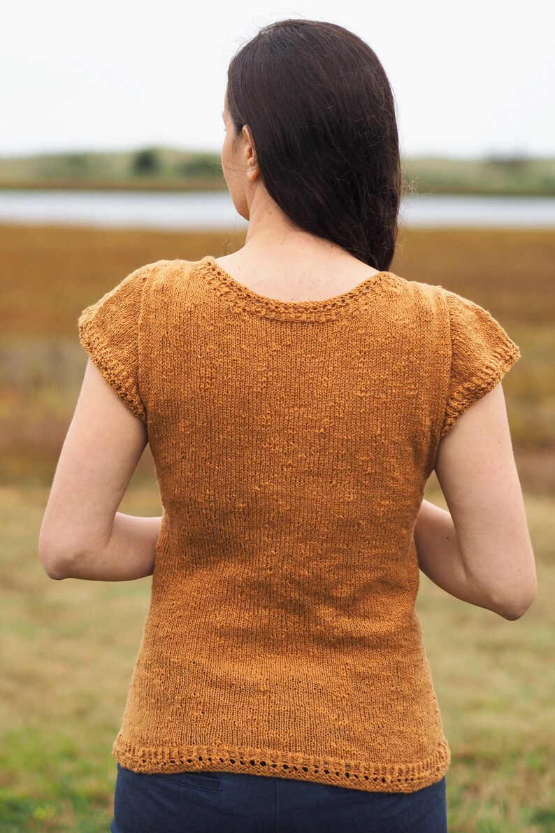 Napatree Tee Virginia Cotton Rayon Hand Knit Sweater Light Rust Brown Adult 36 91cm Chest image 4