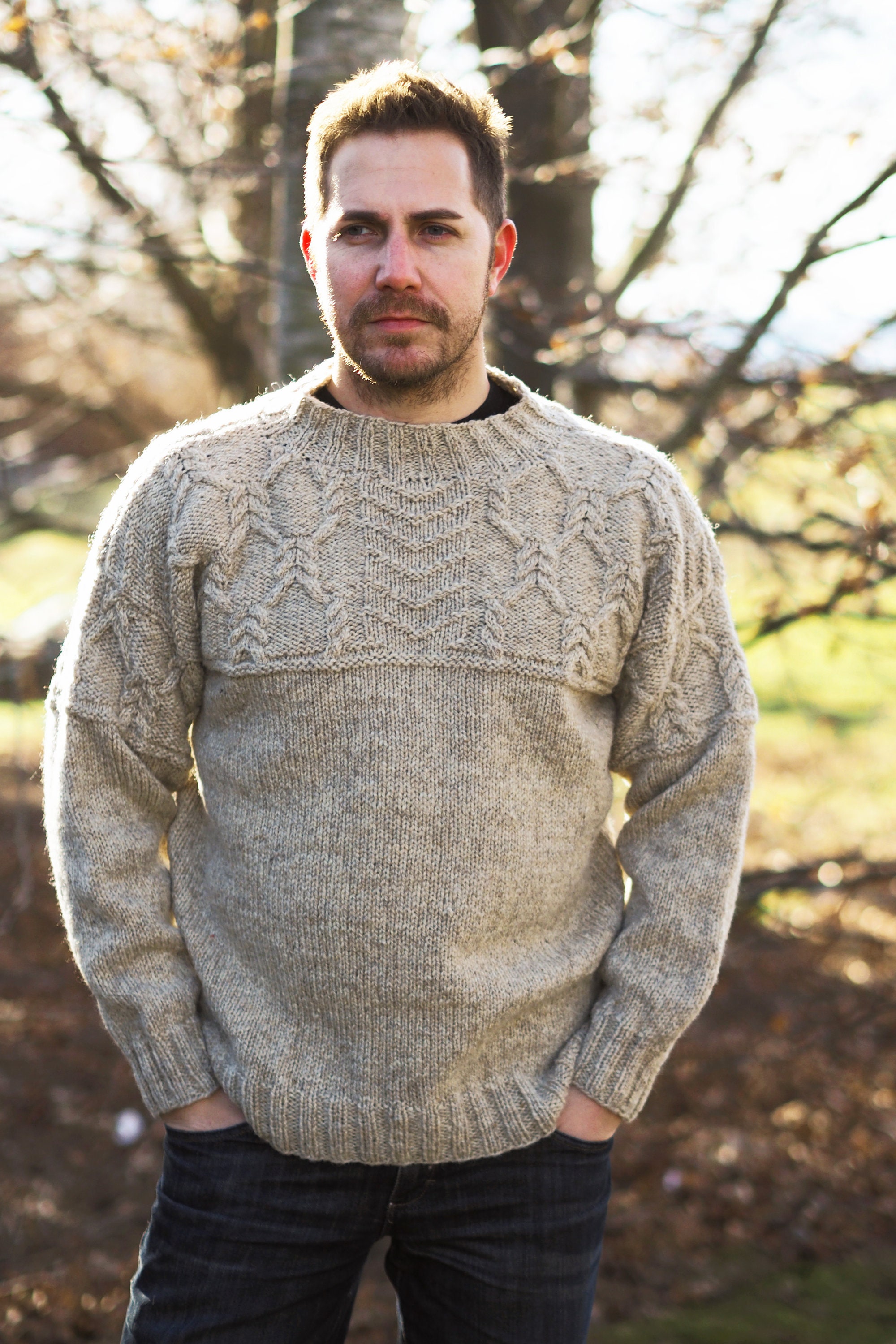 Pleinmont Oatmeal Heather Wool Guernsey 