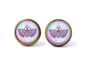 Mystic Scarab Beetle Stud Earrings. Egyptian Jewelry, Ancient Egypt, Scarab Earrings, Seapunk, Psychedelic, Bohemian Jewelry, Pastel