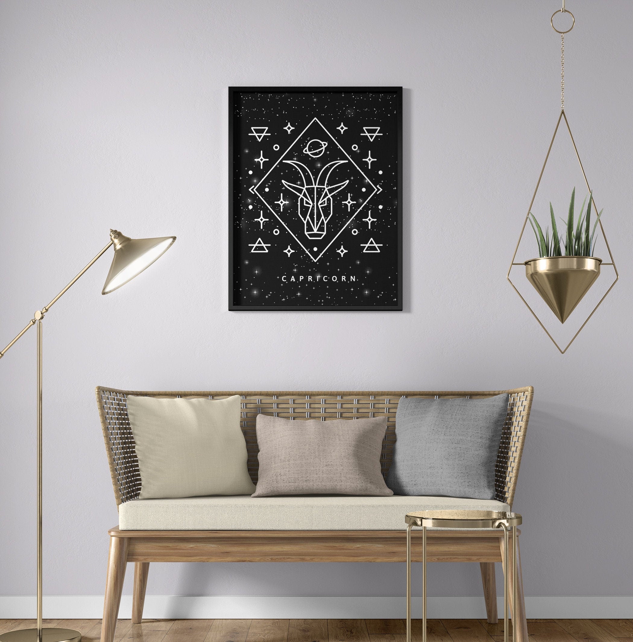 Capricorn Zodiac Symbol Art Print Capricorn Wall Decor Etsy