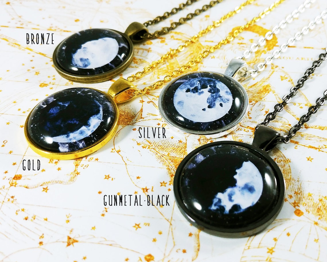 Lunar Moon Phases Pendant Necklace Moon Phases Necklace Moon  Etsy
