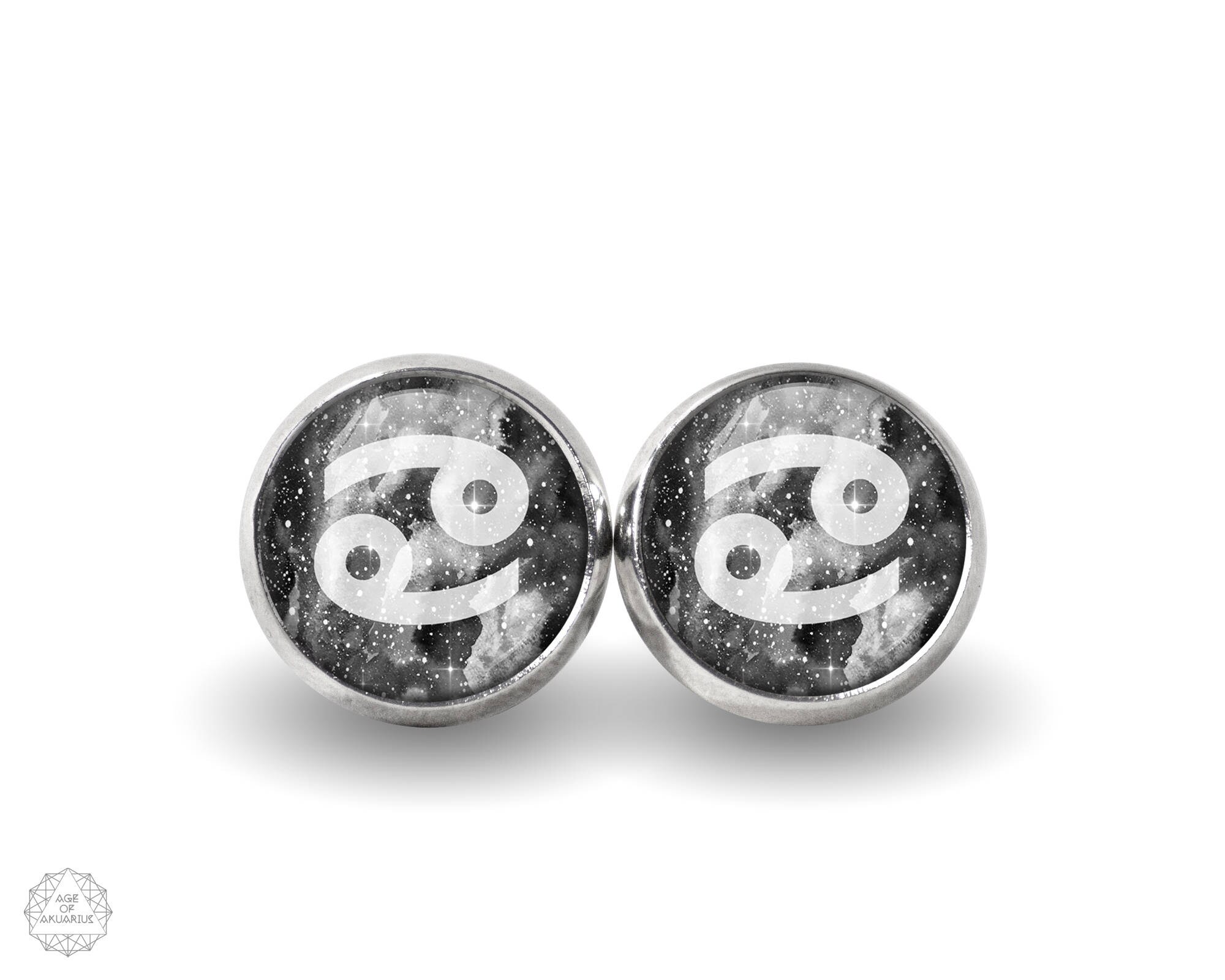 Cancer Zodiac Stud Earrings Cancer Earrings Zodiac Earrings Etsy