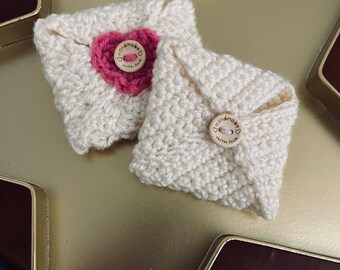 Crochet Heart Envelopes - Valentine's Day Envelope - Love Note