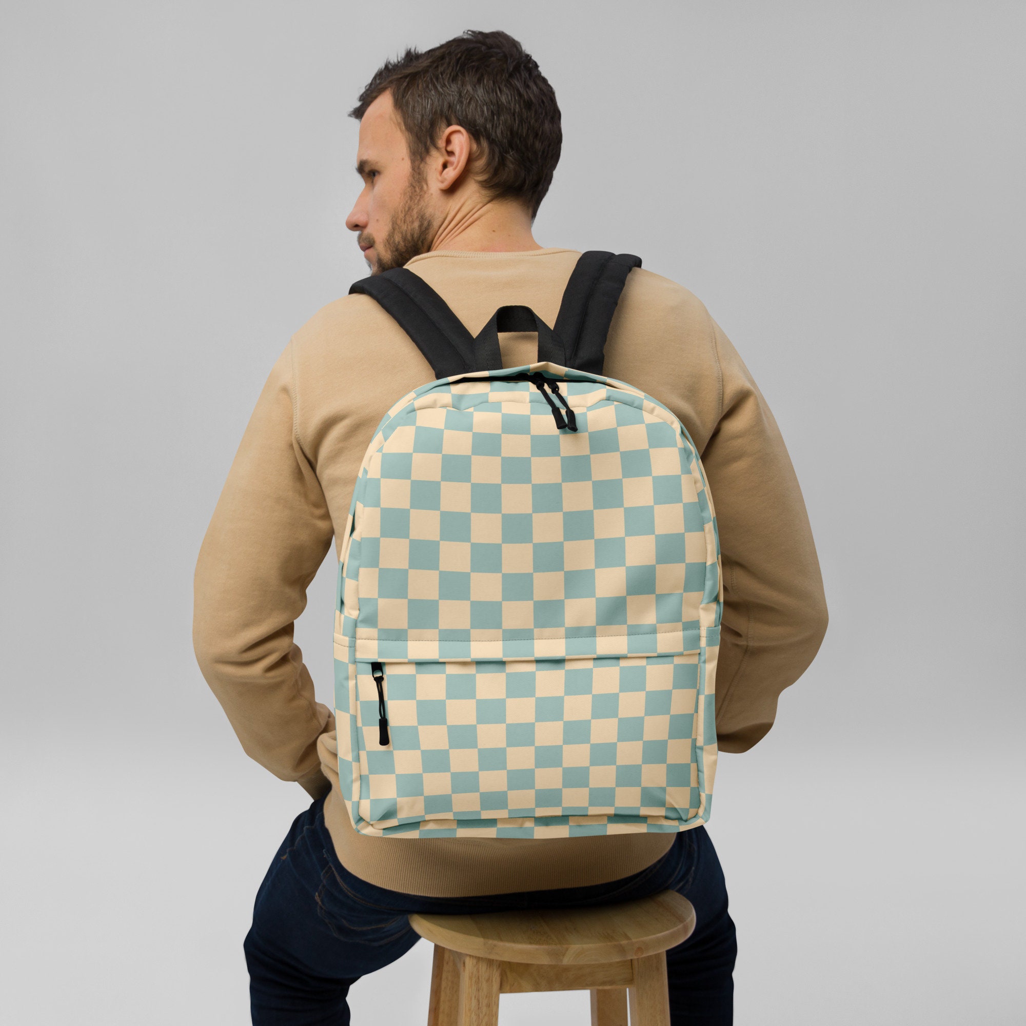 Blue Checkered Backpack 