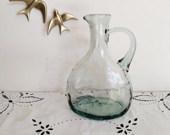 Flattened glass carafe, vintage