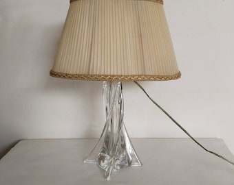 Lampe de table , pied en cristal , vintage français