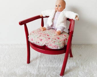 Fauteuil enfant en bois Baumann , coussin Liberty , années 50