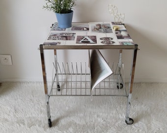 Record holder table, vinyl holder, vintage, side table, console, sideboard, 50s