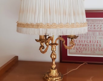 Gilded bronze hot water bottle lamp, Empire style, vintage French