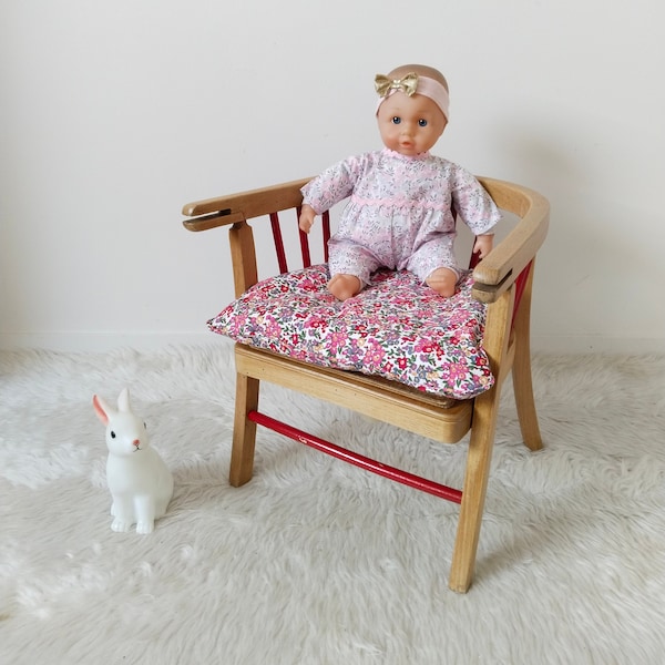 Chaise-pot , fauteuil bois pour enfant  Baumann  , tissu style Liberty