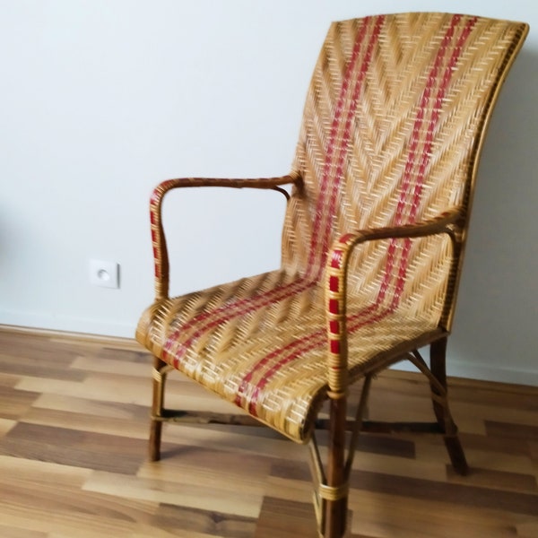 Fauteuil adulte en rotin vintage