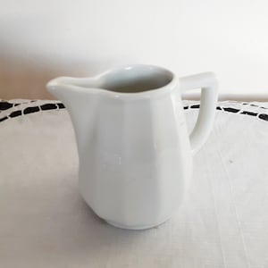 Apilco white porcelain pitcher, fired porcelain, 1950s, antique French