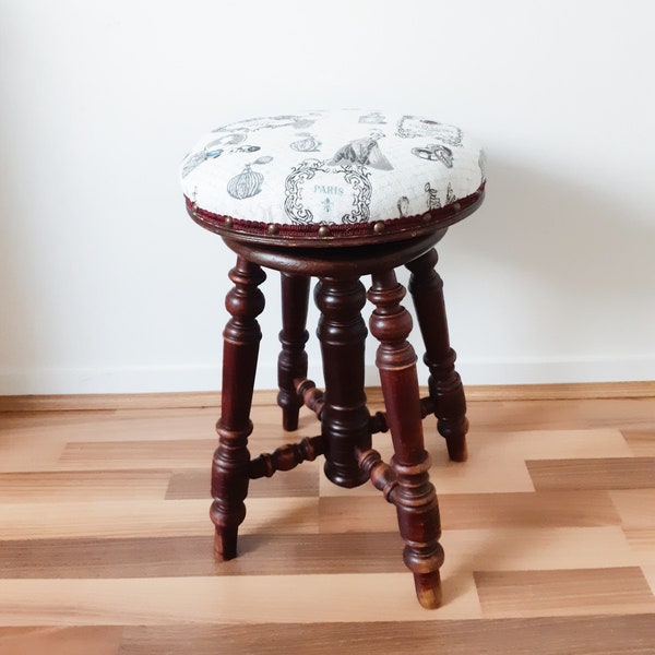 Tabouret de piano en bois , vintage , vis métal