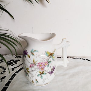 Limoges porcelain creamer, milk jug, vintage 60s, antique French