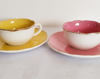 Set di 2 tazze da caffè in porcellana pastello, Villeroy & Boch, vintage