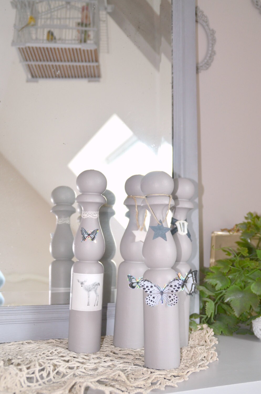 Jeu de Quilles Anciennes Relookées et Patinées