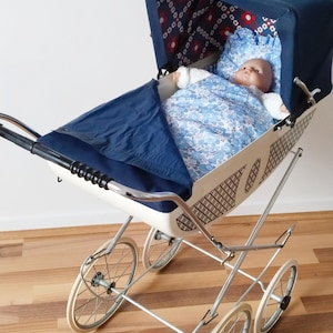 Restored vintage doll&#39;s pram, Liberty Betsy fabric, 1970s