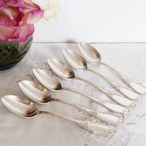 Dessert spoons, silver teaspoons, 18G, vintage French