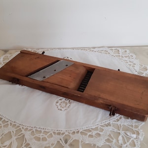 Wooden kitchen mandolin, vegetable grater, antique French